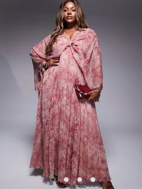 ASOS Rose-Pink Floral Knot-Front Maxi Dress